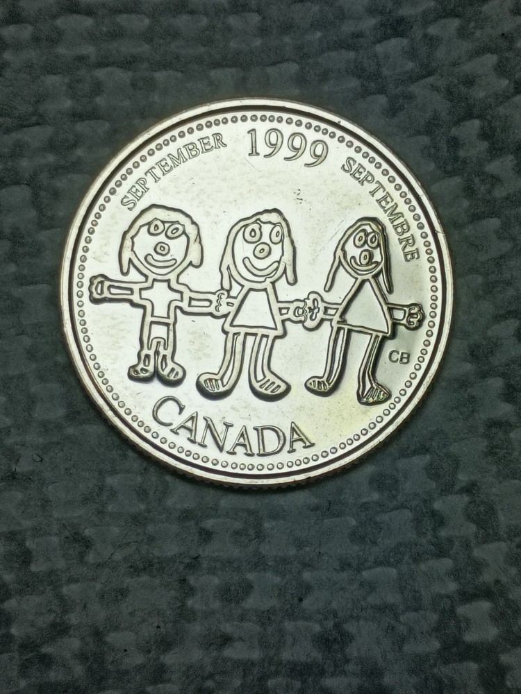 Canada 1999 error  Twenty  five cent mule  coin  scarce coin missing 25 cent