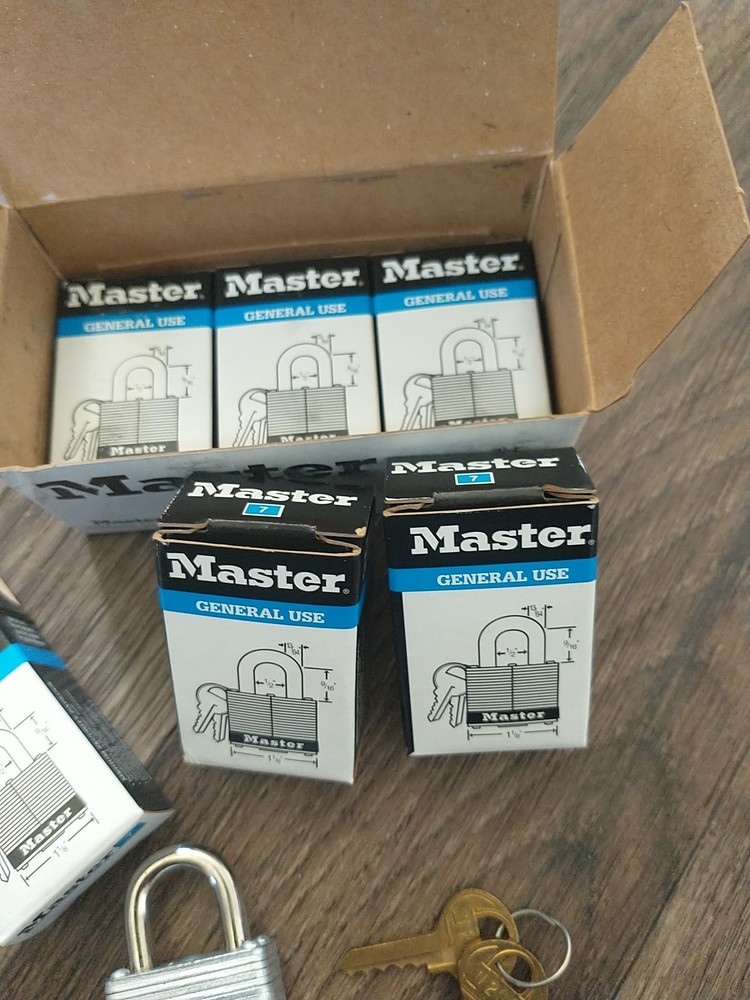 Quantity 6 Master Lock Small Padlocks 7MK System M30