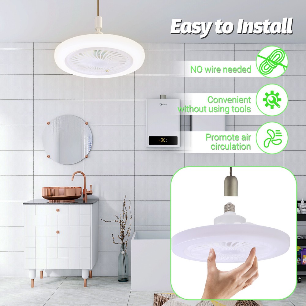 Fan For E27 Socket Light With Remote, Ceiling Fan Adjustable Smart LED Fan
