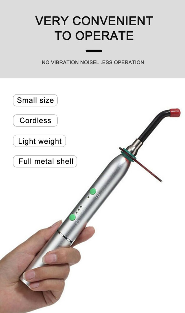 Dental Wireless 10W LED Resin Curing Light 2000mw/cm2 Quick Solidify Silver US
