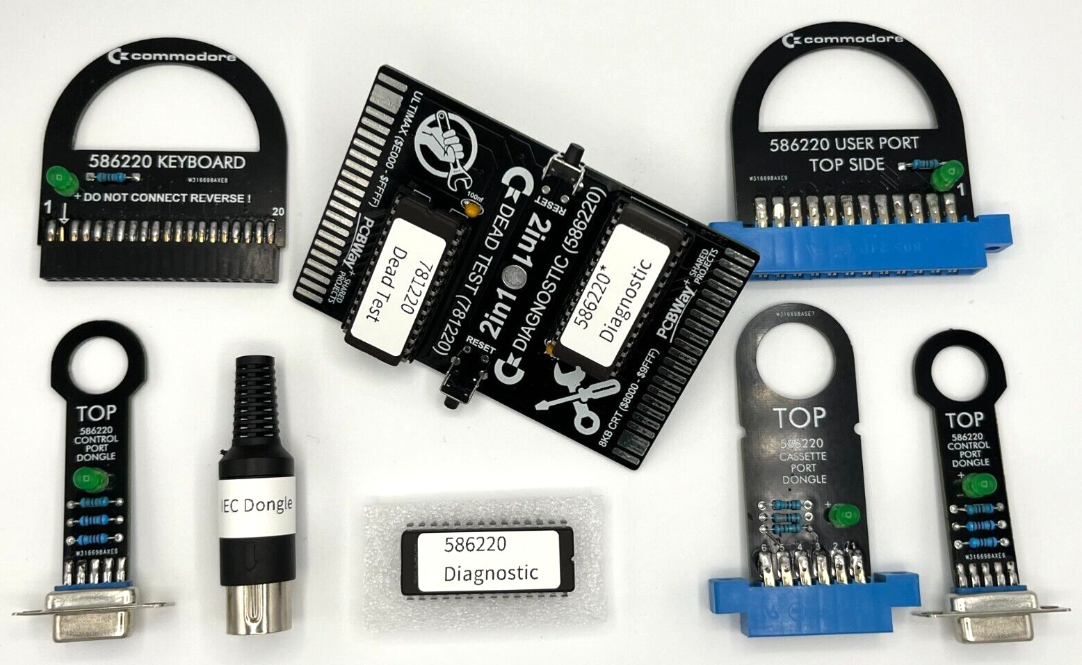 Commodore 64 Dead Test & Diagnostic Cartridge & Test Harness Set - USA seller