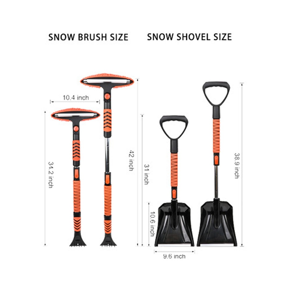 4 In 1 Extendable Snow Brush Ice Scraper For Car Windshield DERL