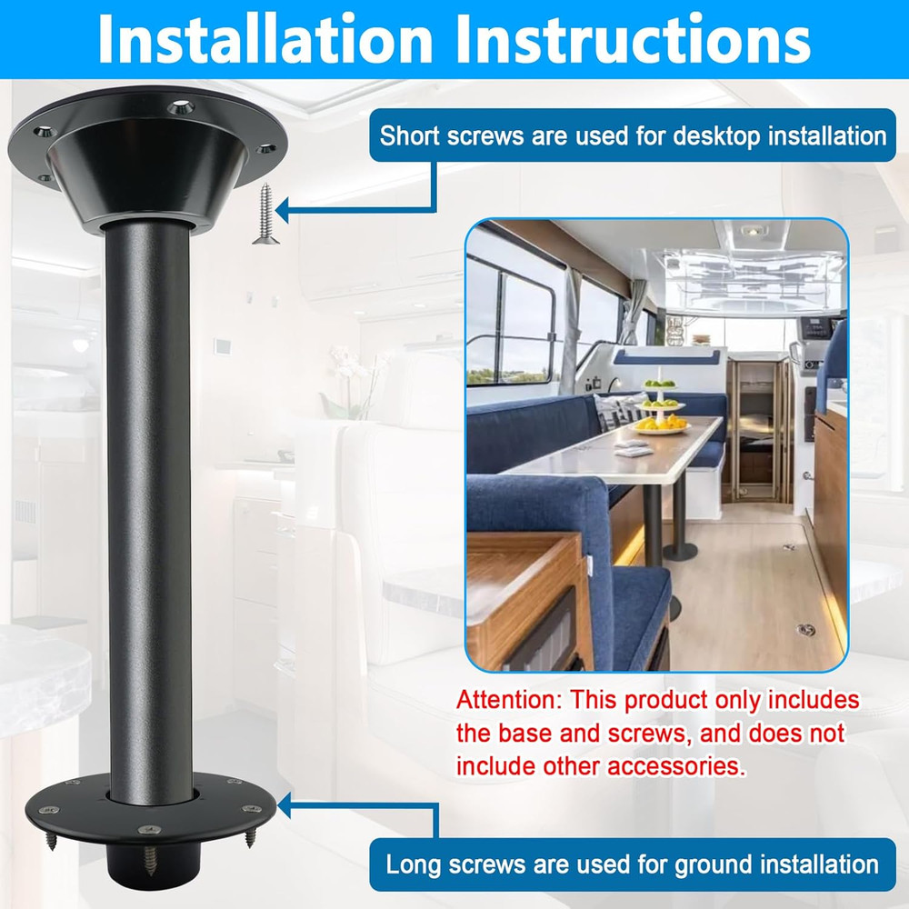 4 Pack RV Table Base Mount Aluminum Camper Table Base Mount with 6 Mounting Hole