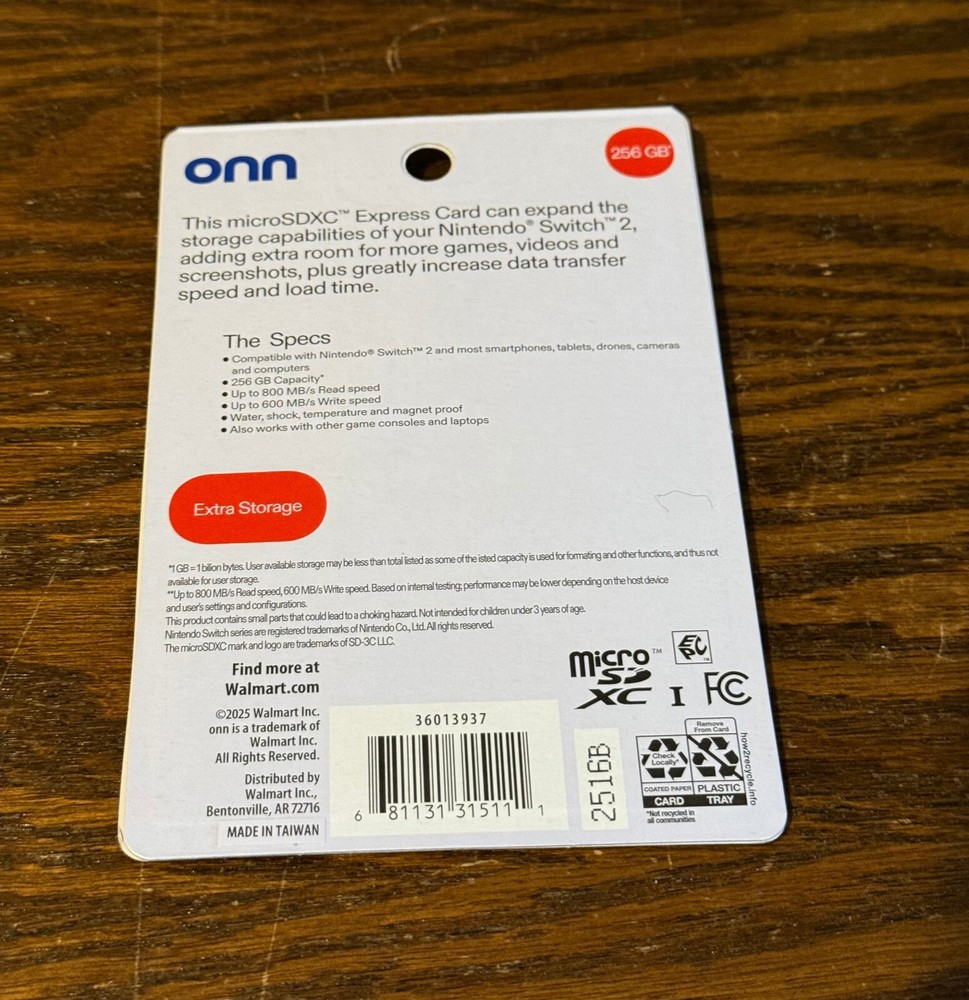 Onn 256GB microSD microSDXC Express Card - Compatible w/ Nintendo Switch 2 - New