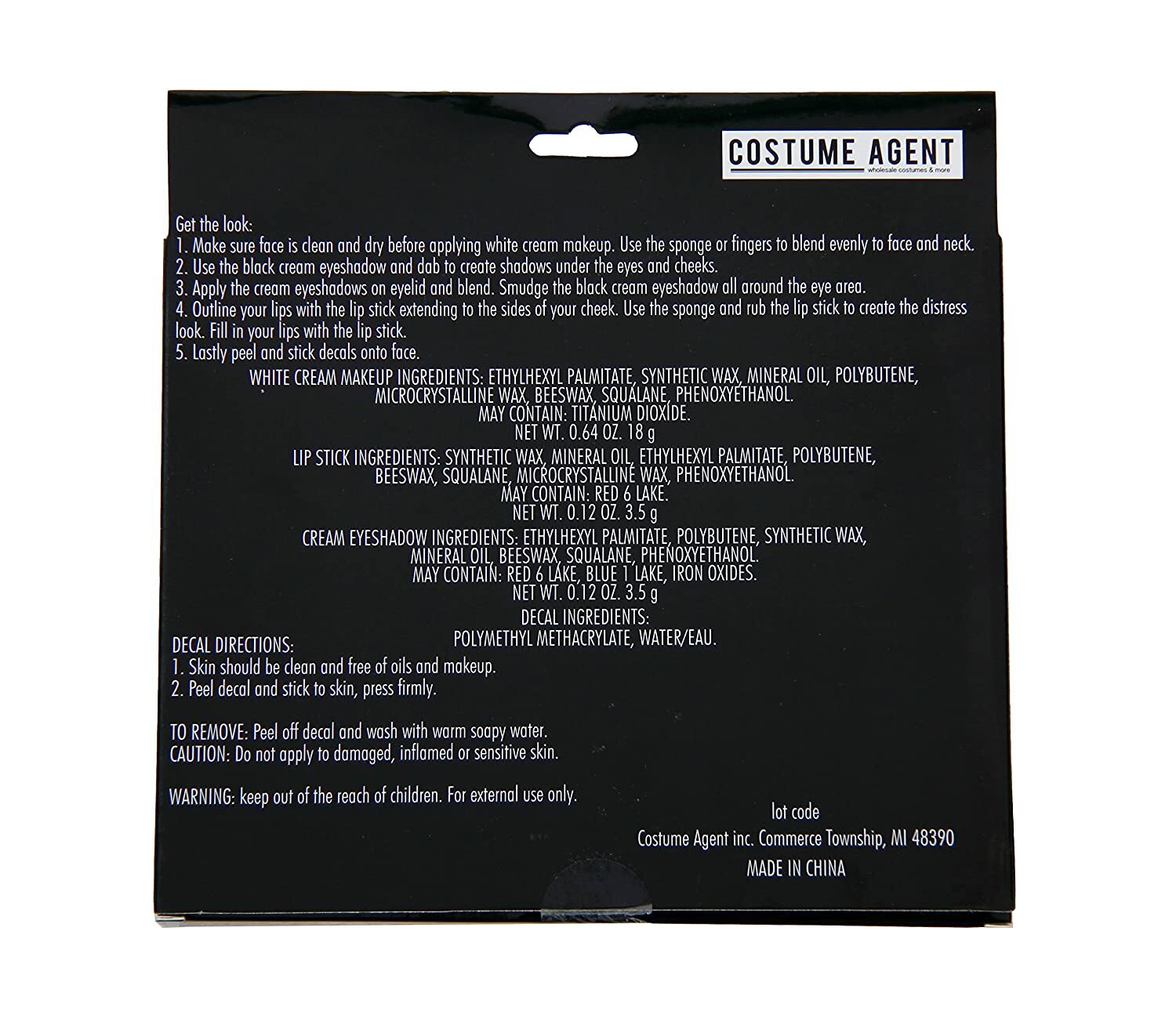 Halloween Comic Con Cosplay Costume Clown Cosmetic Trick R Treat Kit