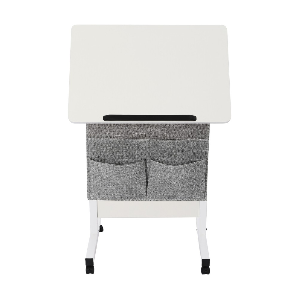 Rolling Laptop Desk Office Computer Table Adjustable Height Stand up w/ Storage