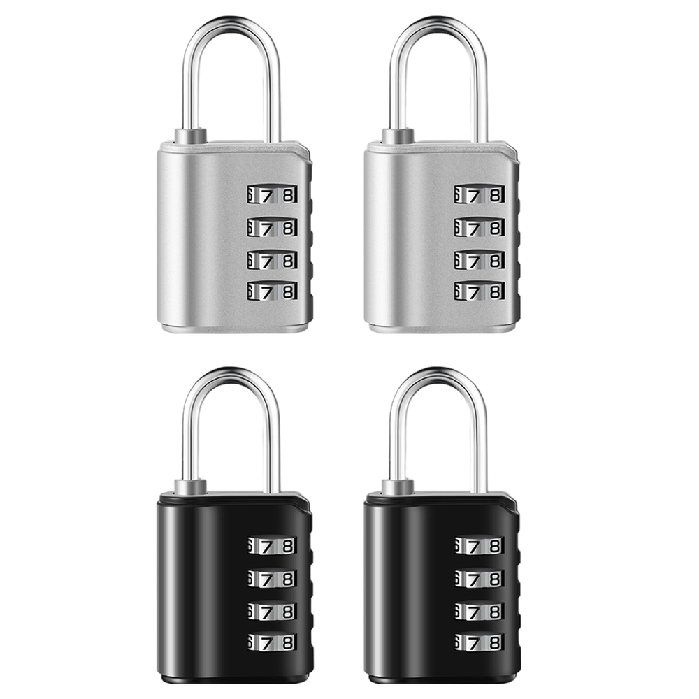 2 Pack 4 Digit Combination Padlock with Keys for School Gym Locker Waterproof