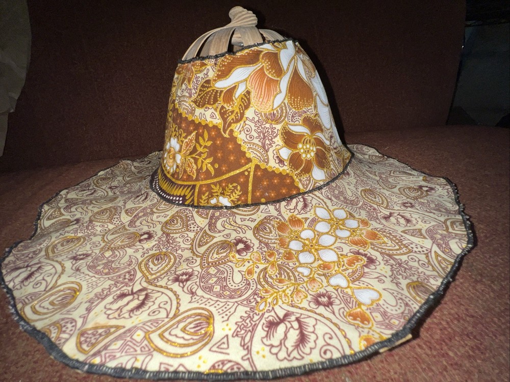 Foldable Wide Brim Sun Hat Boho Floral Bamboo Frame Packable Beach Hat