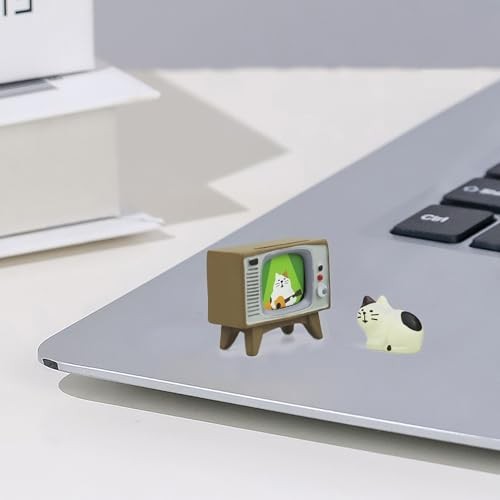 Miniature Frog and Cat Figurines Desk Accessories, Cute Frog Cat set of 6