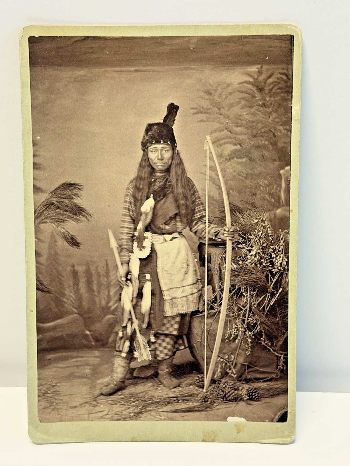 Antique Native American Indian Cabinet Card Photograph of Yaqui Tribe Individual