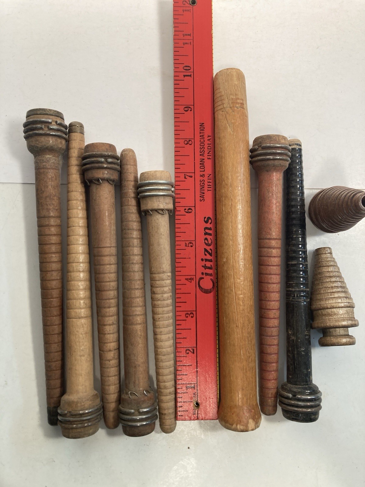 Wood Bobbins Spools Industrial Style 3"-10" Wooden Quills Mixed Lot-10