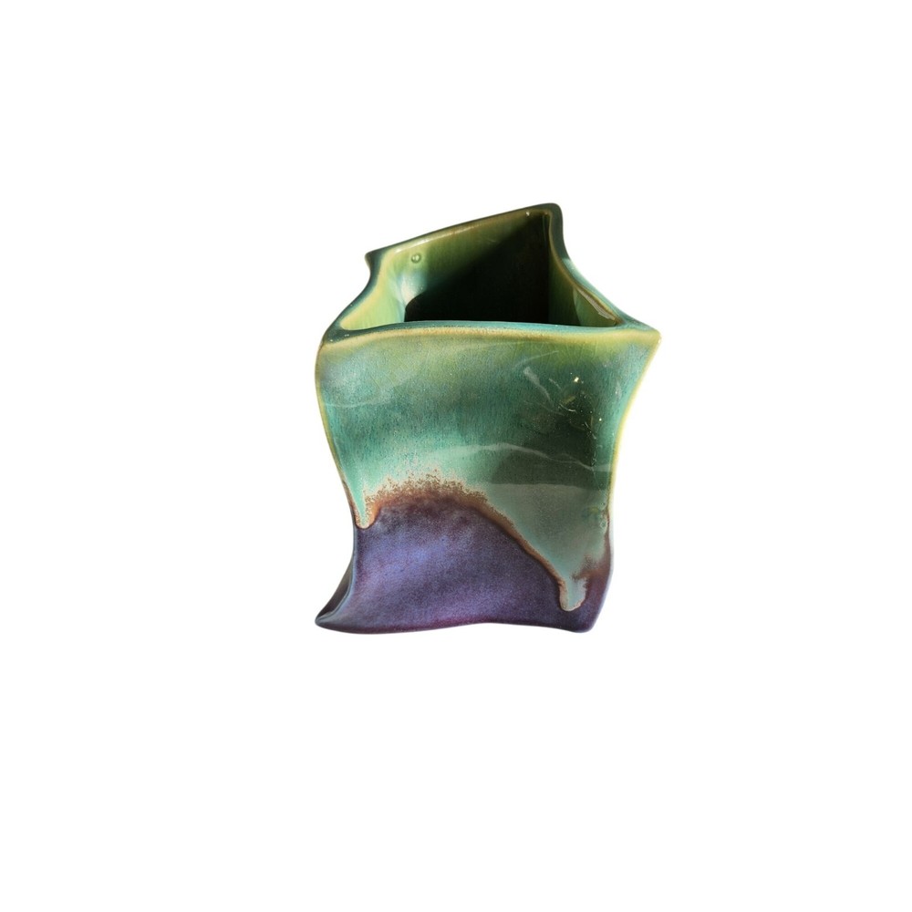 Abstract Shape Drip Vase Green and Purple