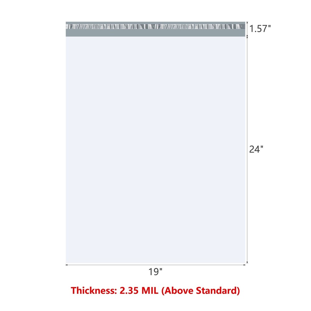 KSK Packaging 19" x 24" Plain Poly Mailers Shipping Envelopes 2.35MIL