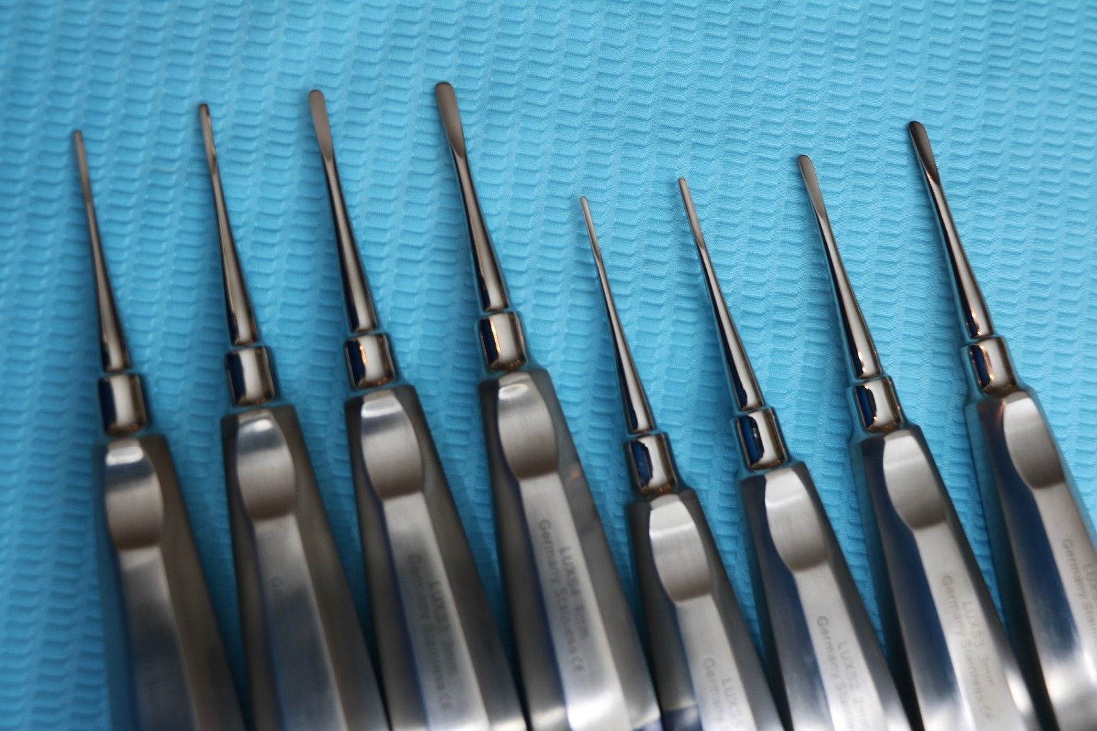 GERMAN 8 PC STRAIGHT DENTAL SURGERY EXTRACTING LUXATING APICAL ROOT TIP ELEVATOR