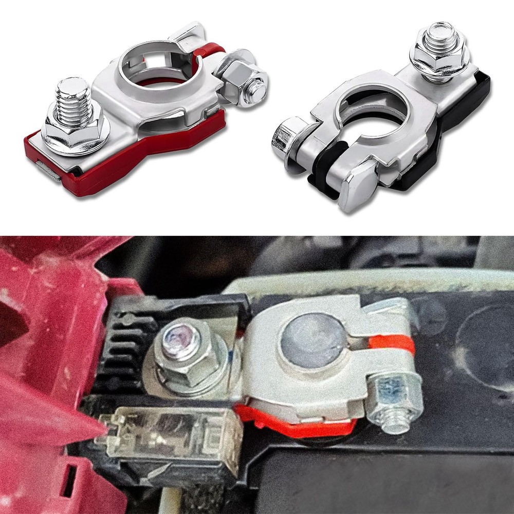 2PCS Battery Terminal Connector, Positive & Negative Auto Cable