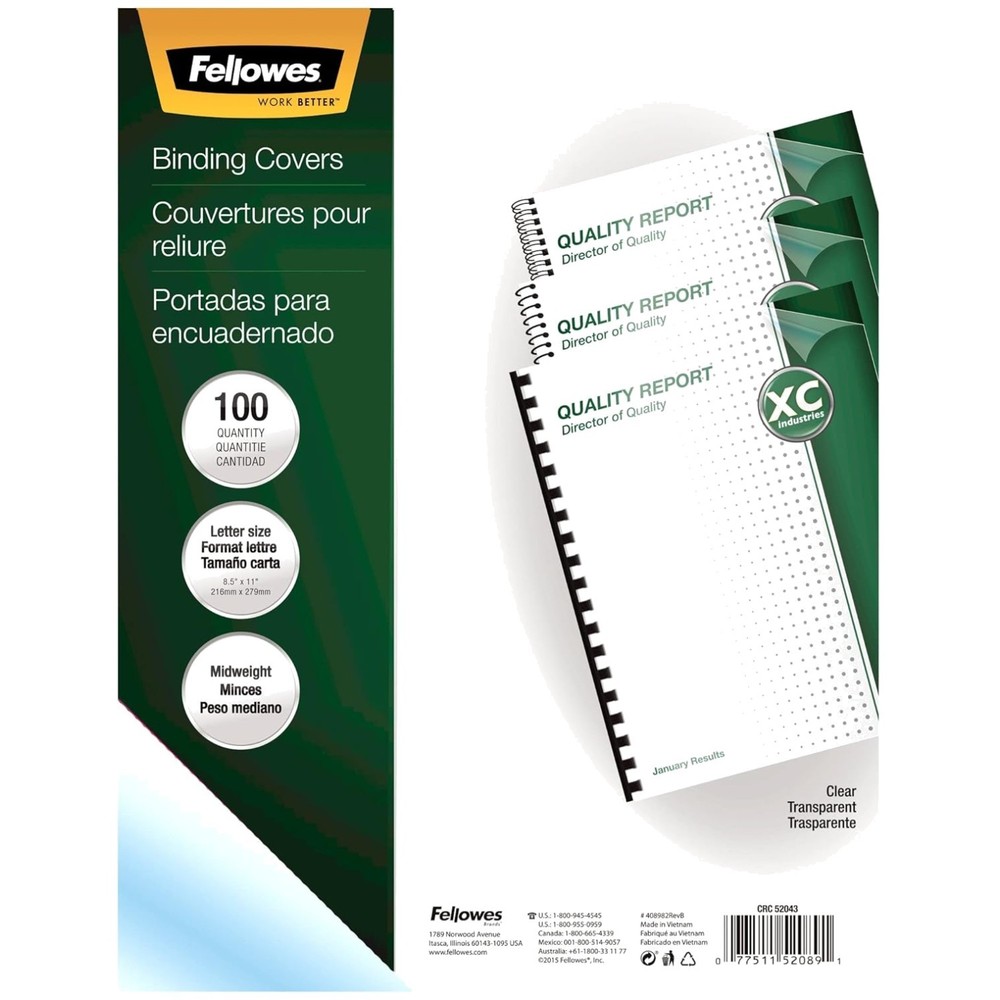 Clear Binding Presentation Covers, 8mil, Letter, 100 Pack