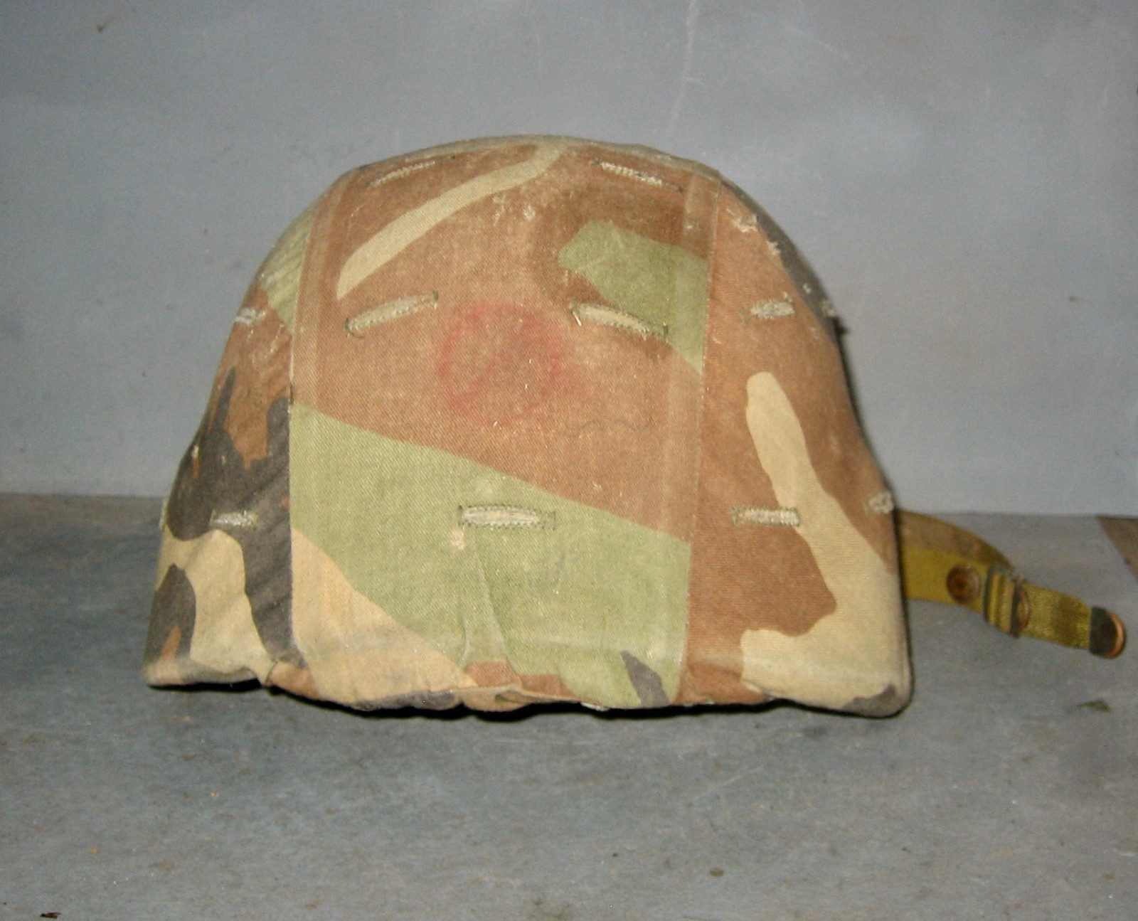 U.S. Military Combat Helmet made with Kevlar + Camo Cover, Chin Strap, & Webbing