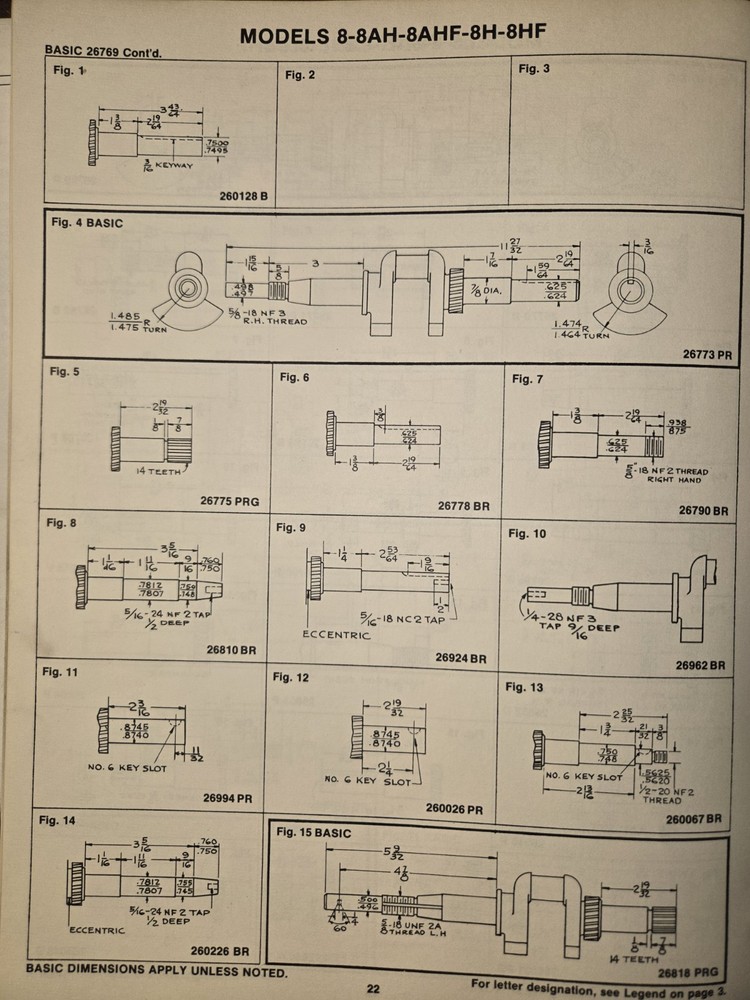 BRIGGS & STRATTON CRANKSHAFT IDENTIFICATION LIST SECTIONS 1&2 1982