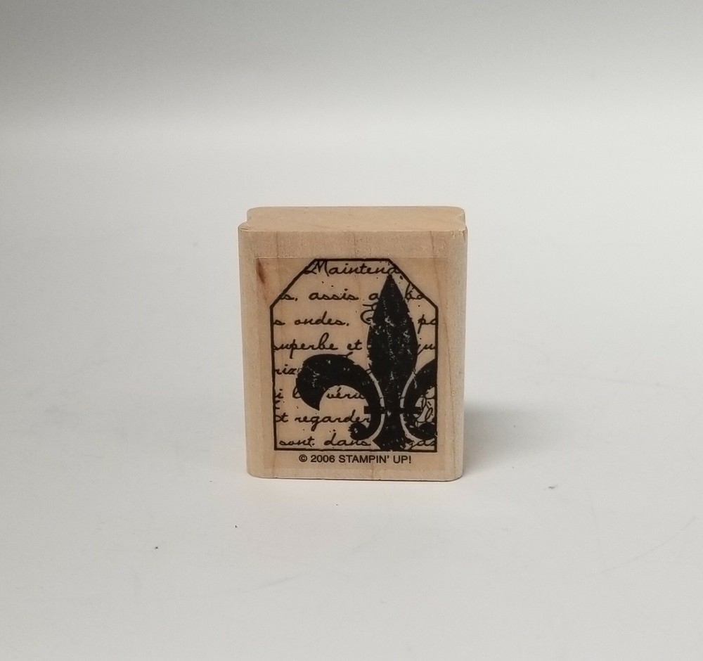 2006 Stampin Up Fleur De Lis Cursive Font Wooden Rubber Stamp