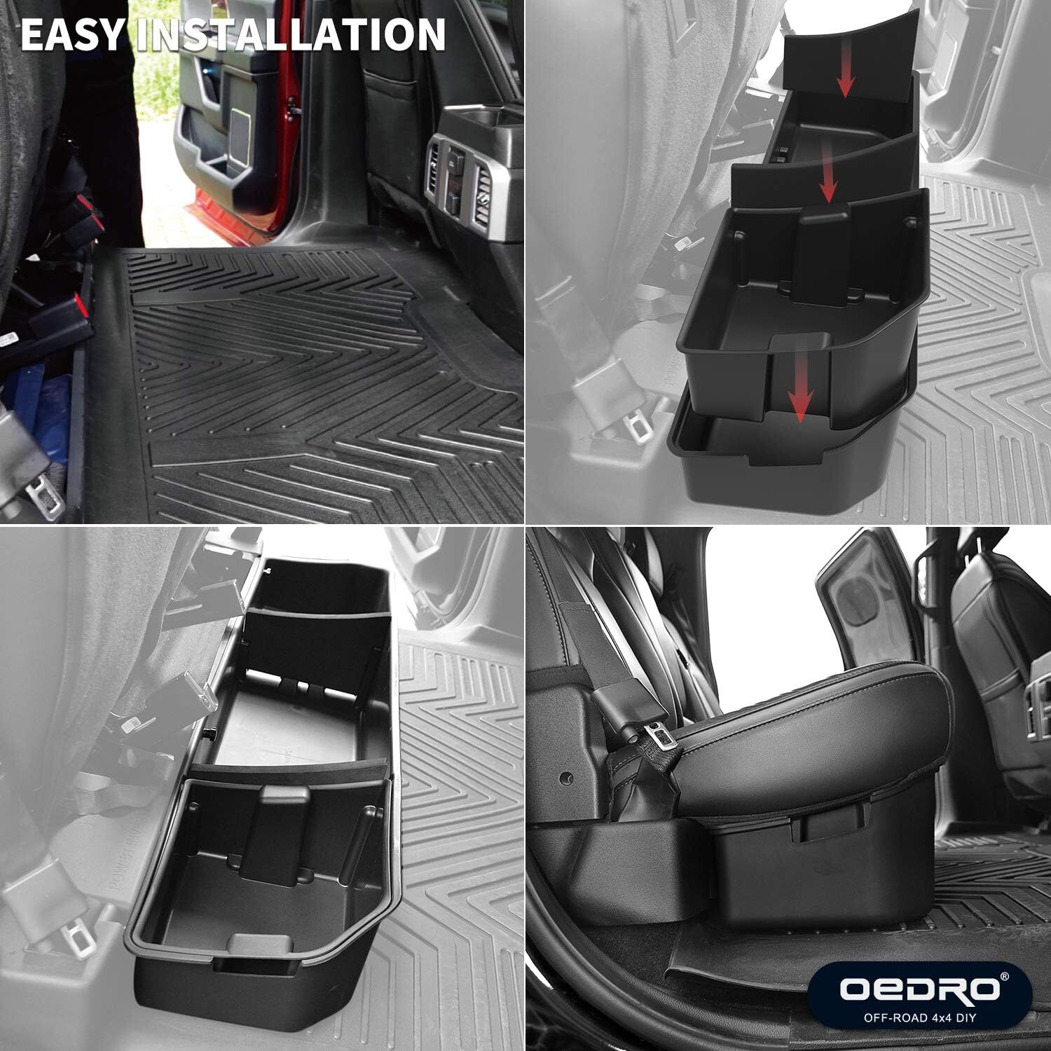 OEDRO Under Seat Storage Box for 2015-2024 Ford F150 Crew Cab Cargo Organizer
