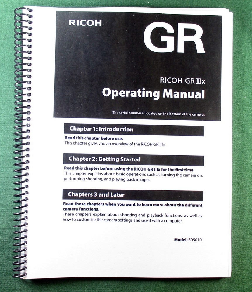 Ricoh GRIIIx OPerating Manual: 173 Pages & Protective Covers!