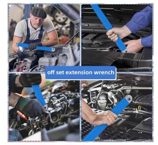 Offset Extension Wrench Set, 15.4" Adjustable with Square Drive Adapters