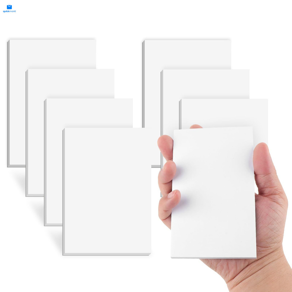 Hoiny Note Pads 3x5 In, 8 Pack Blank Notepad, White Scratch 3x5,