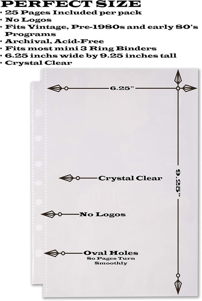 2Fold Sheet Protectors for Broadway Play Program and Theater Programs - 25 Custo