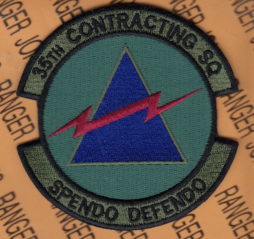 USAF Air Force 35th Contracting Sq CS ~3.75" OD Green BDU patch c/e