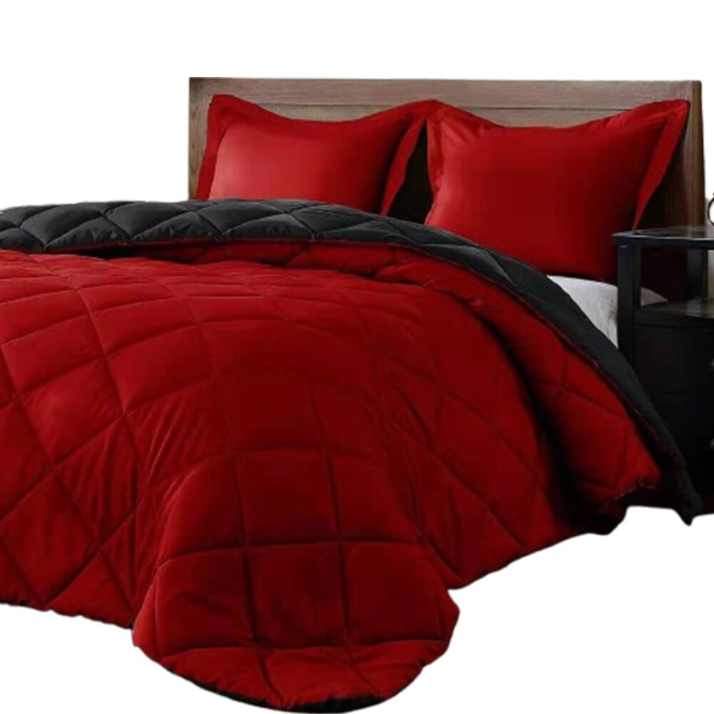 US 3-Piece Down Alternative Hypoallergenic 3-Piece Reversible Comforter Set