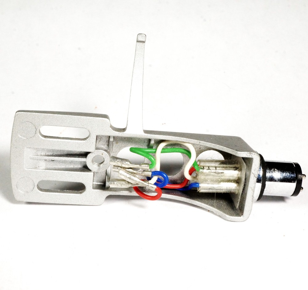Unbranded Silver Technics Type Headshell for S-Curve Tonearm Turntable w/ Cables