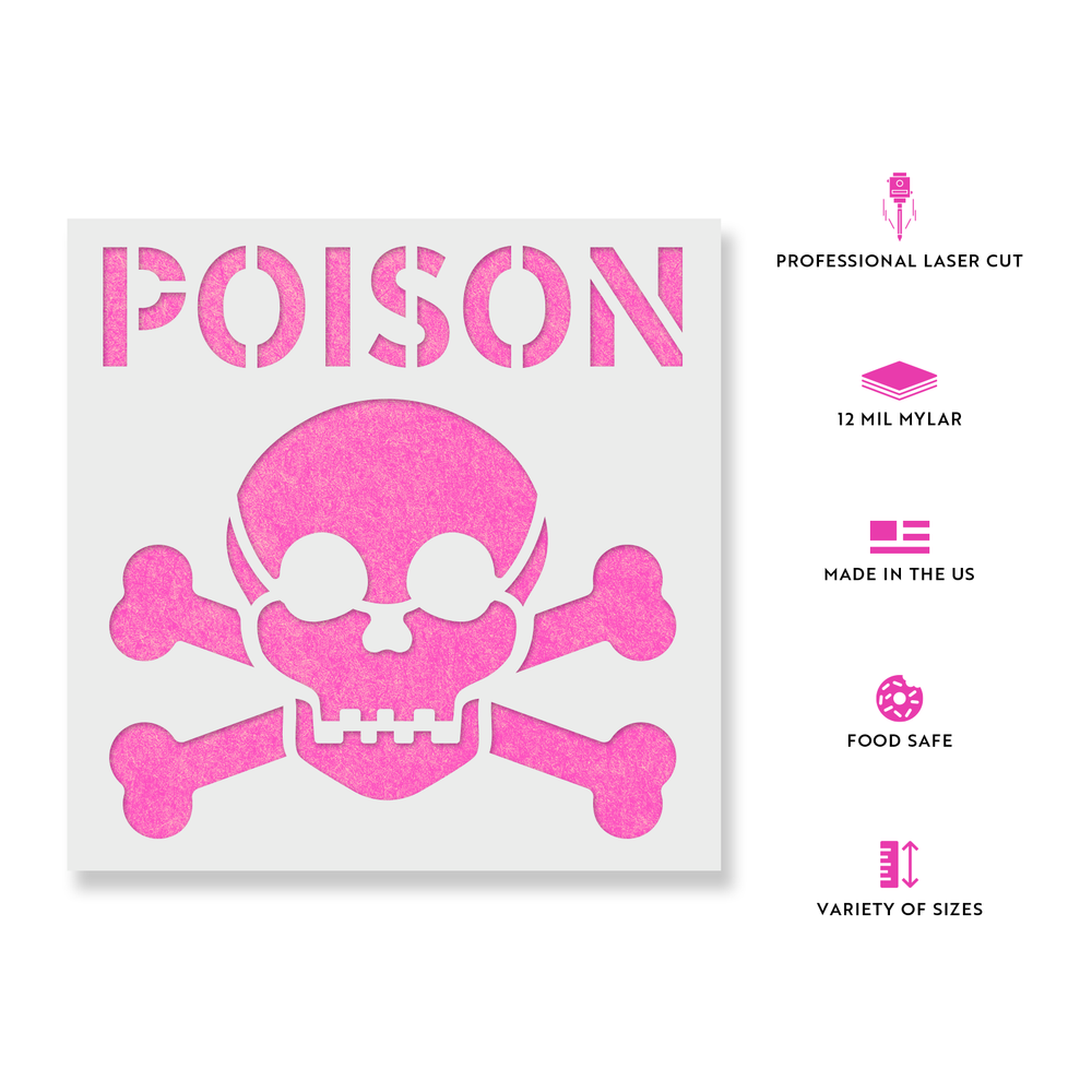 Poison Symbol Stencil - Durable & Reusable Mylar Stencils