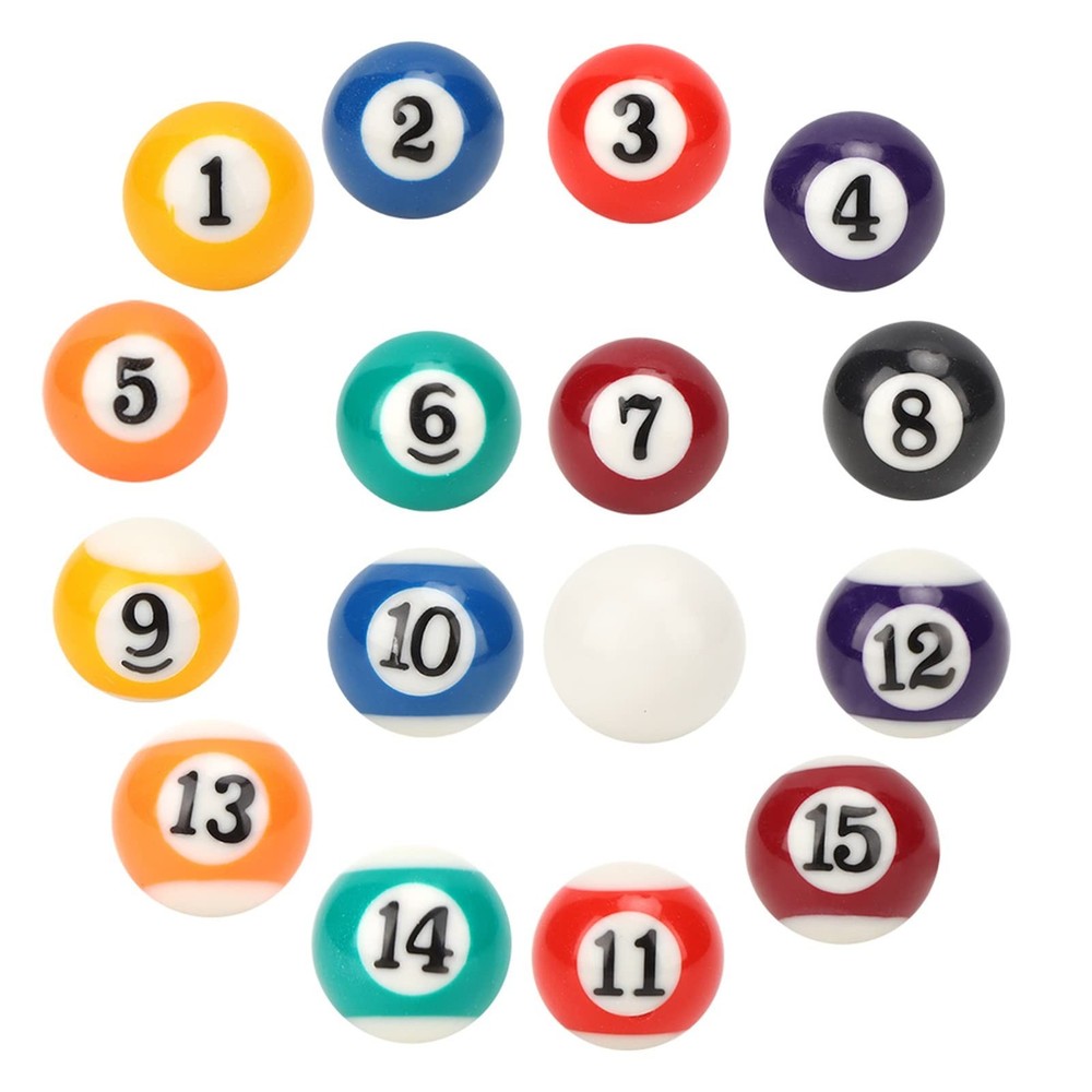Mini Pool Balls 16Pcs, Smooth Mini Billiard Balls Set Polyester Resin, Lightw...