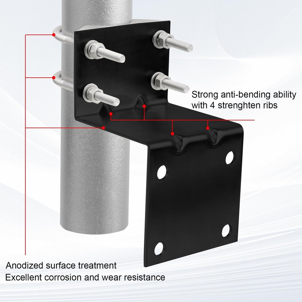 MOOKEERF Antenna Pole Mount Bracket Kits - 2 Set 2 SET Black, Black