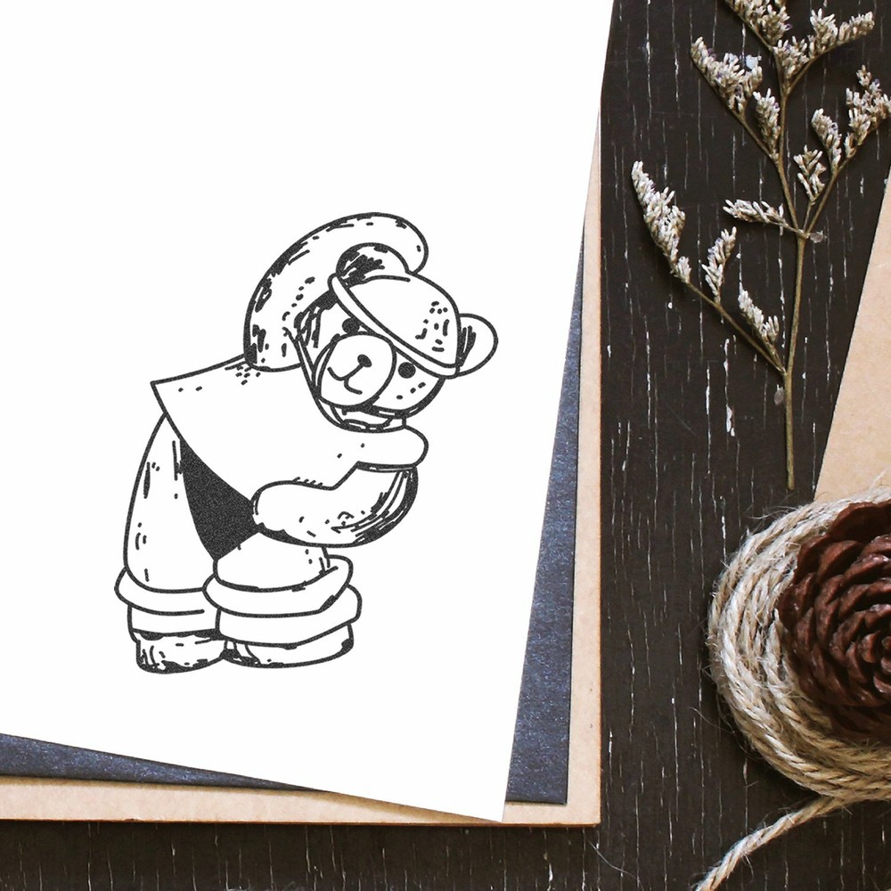 Exercise Bear Art Rubber Stamp