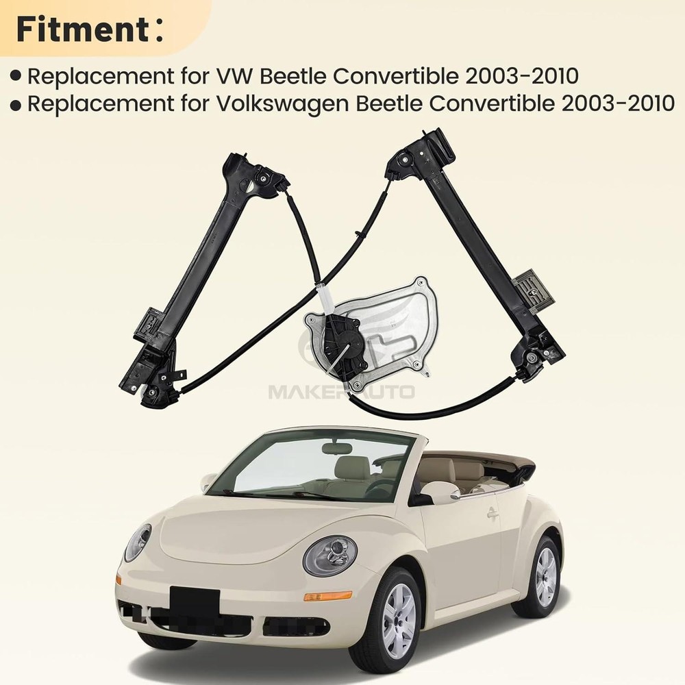 1Y0837461F Front Driver Power Window Regulator For Volkswagen Beetle 2003-2011