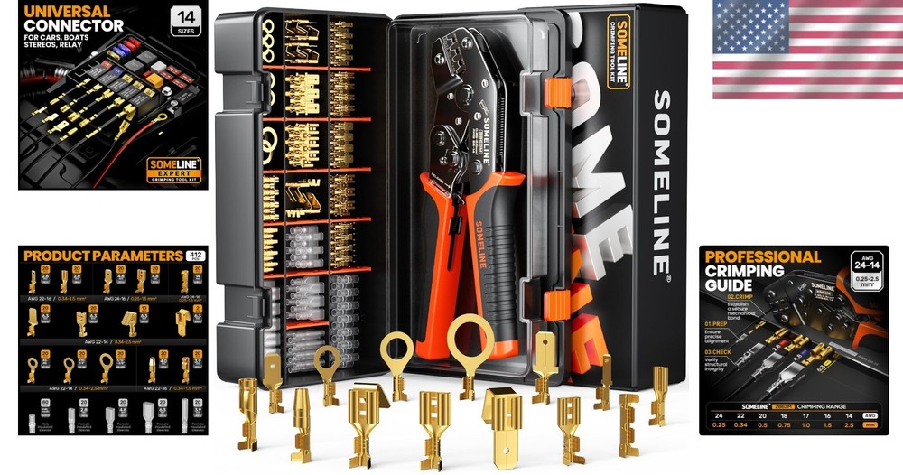 Crimping Tool Kit with 14 Sizes Terminals