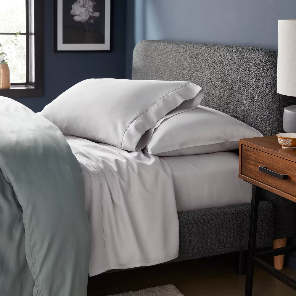 Full 320 Thread Count Cool TENCEL Lyocell Sheet Set Light Gray -
