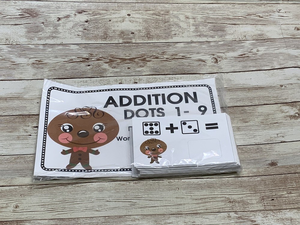 Gingerbread Boy - Themed Learning Centers - Addition Dots 0-9 Laminated