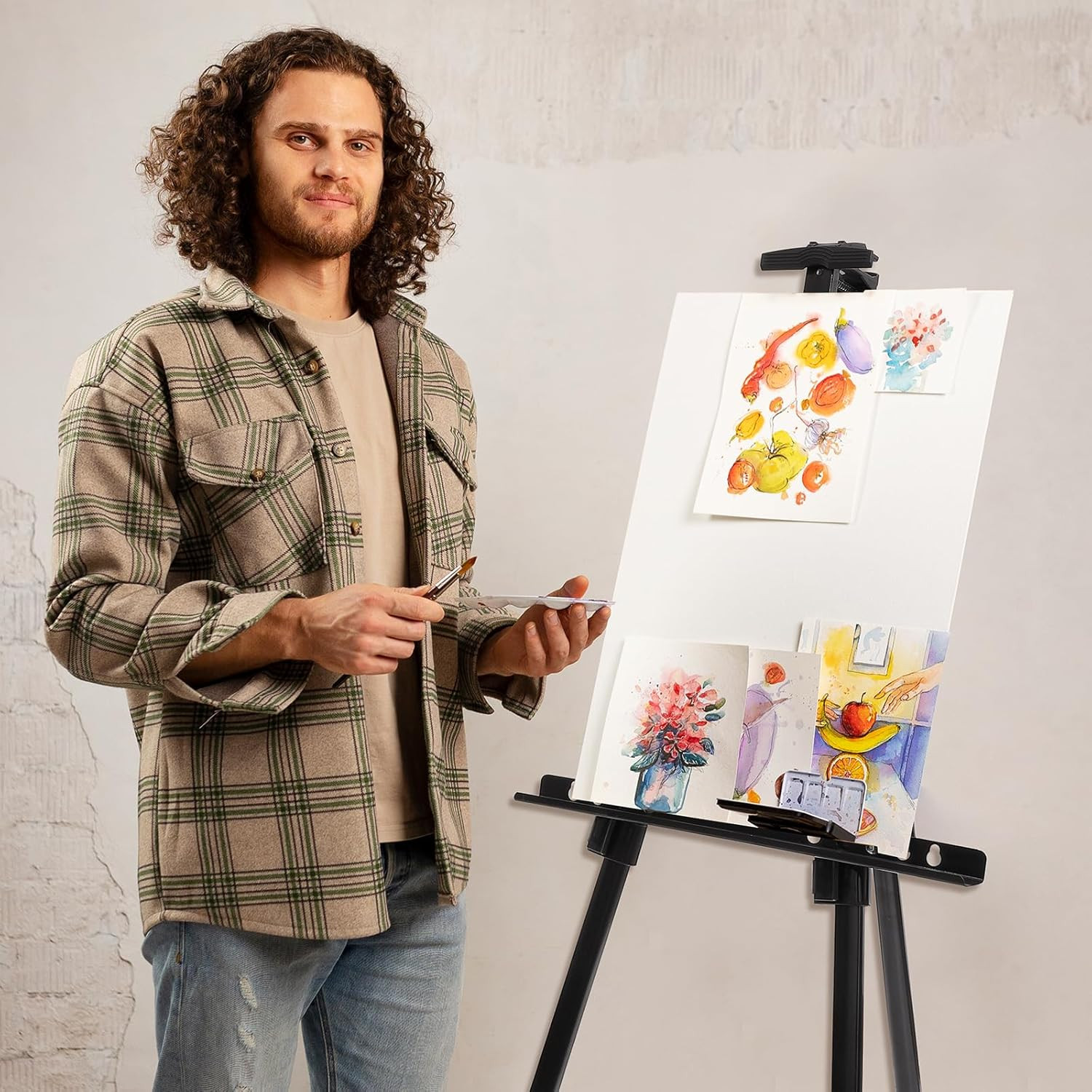 2 Pack Adjustable Art Easel Stand for Painting & Display, 17-66in Aluminum Metal