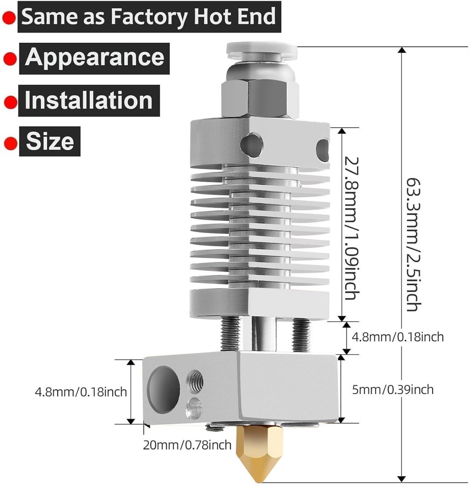 5Aplusreprap Ender 3 Hotend Upgrade: M3 Stud Thermistor,Fast Replaced, Silver