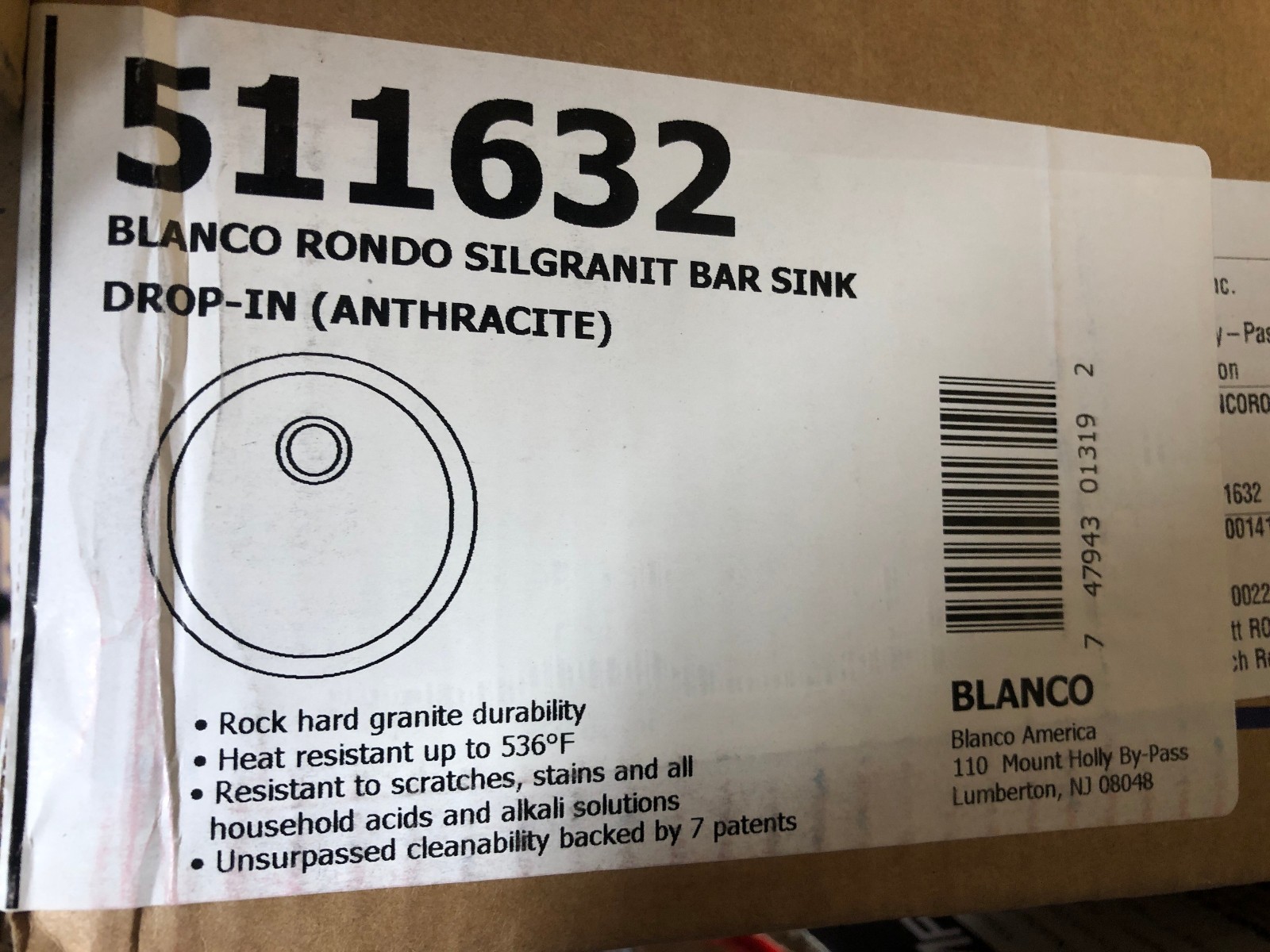 Blanco 511632 Rondo 17-3/4" Dual Mount Single Basin Composite - Anthracite