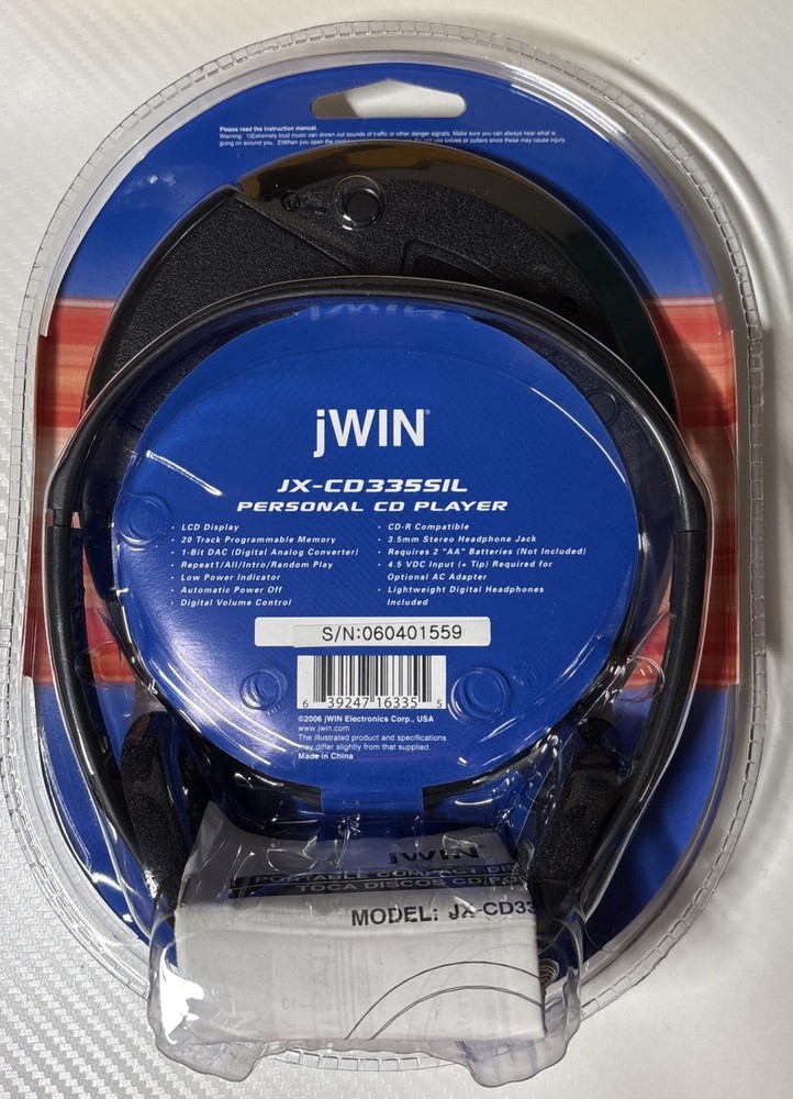 jWIN JX-CD335SIL Personal CD Player New & Sealed