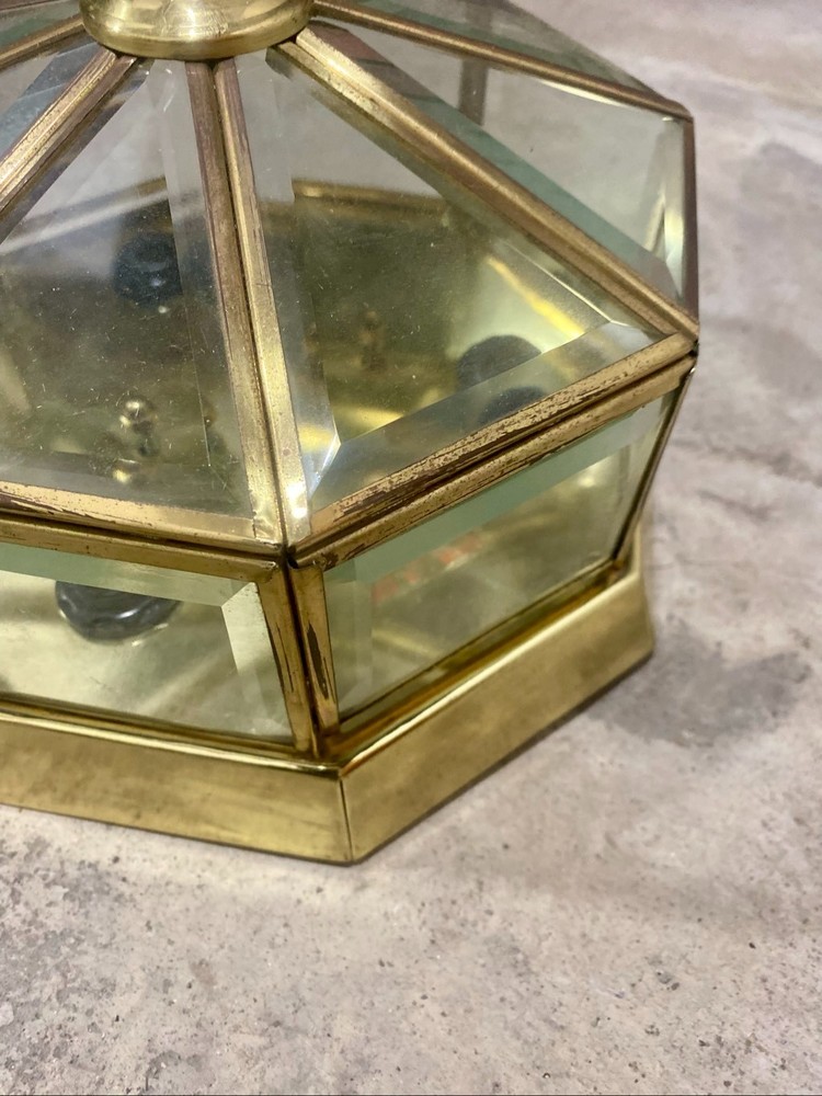 Vintage Hollywood Regency Style Solid Brass Ceiling Light Flush Mount