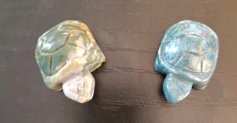 hand-carved stone turtle figurine