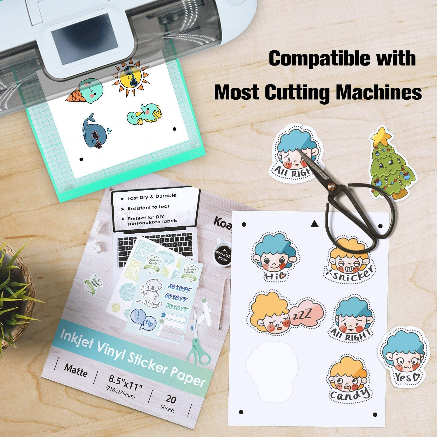 100 Bulk Koala Printable Vinyl Sticker Paper Waterproof Matt White Inkjet Cricut