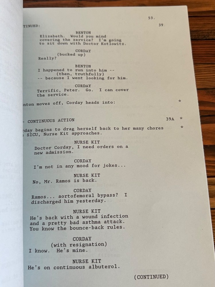 ORIGINAL ER TV SHOW SCRIPT EPISODE THE RAZOR'S EDGE