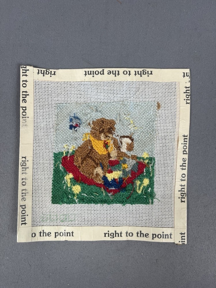 Dede Hand Painted Needlepoint Canvas *Completed* Bear Picknick
