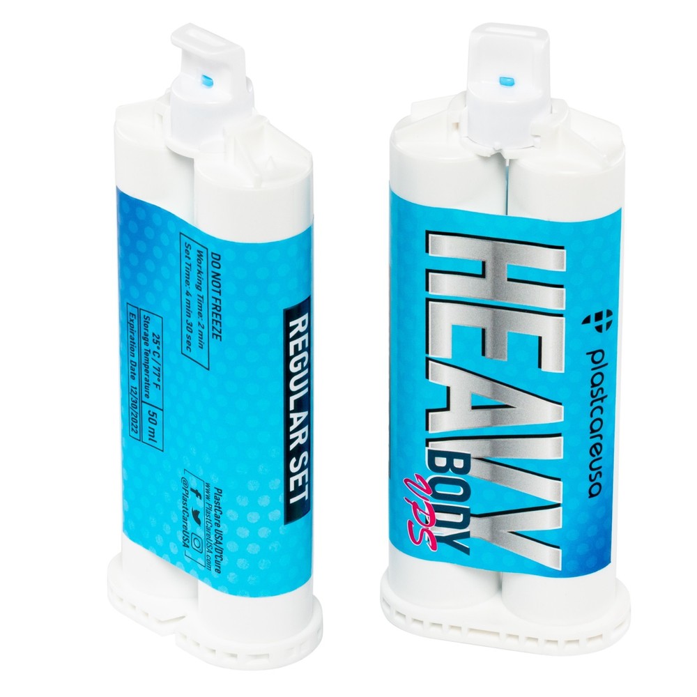 PVS Heavy Body Impression Material – Regular Set, 2 Cartridges & 4 Mixing Tips