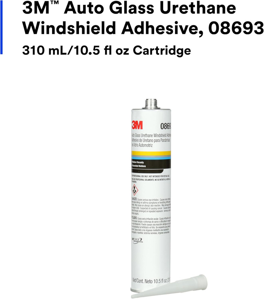 Auto Glass Urethane Windshield Adhesive, 08693, Medium Viscosity, High-Strength,